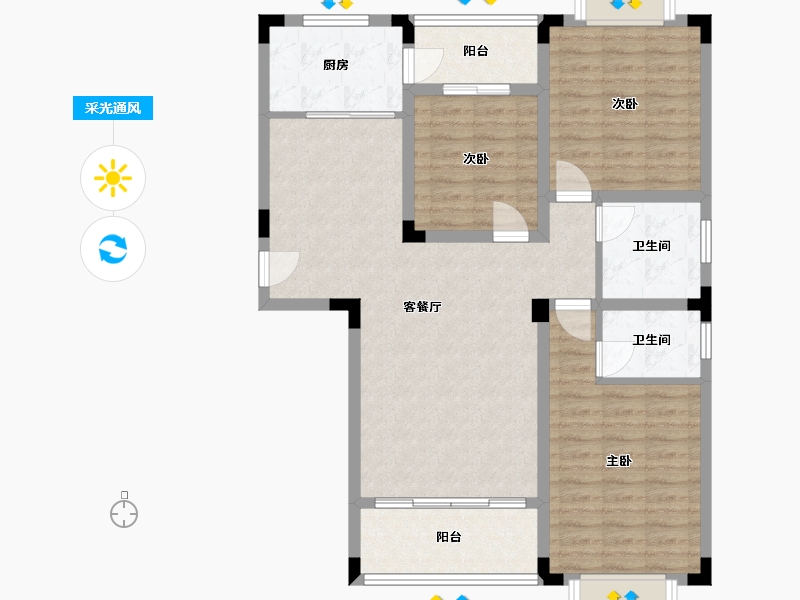 湖南省-永州市-永城珊瑚湾-99.70-户型库-采光通风