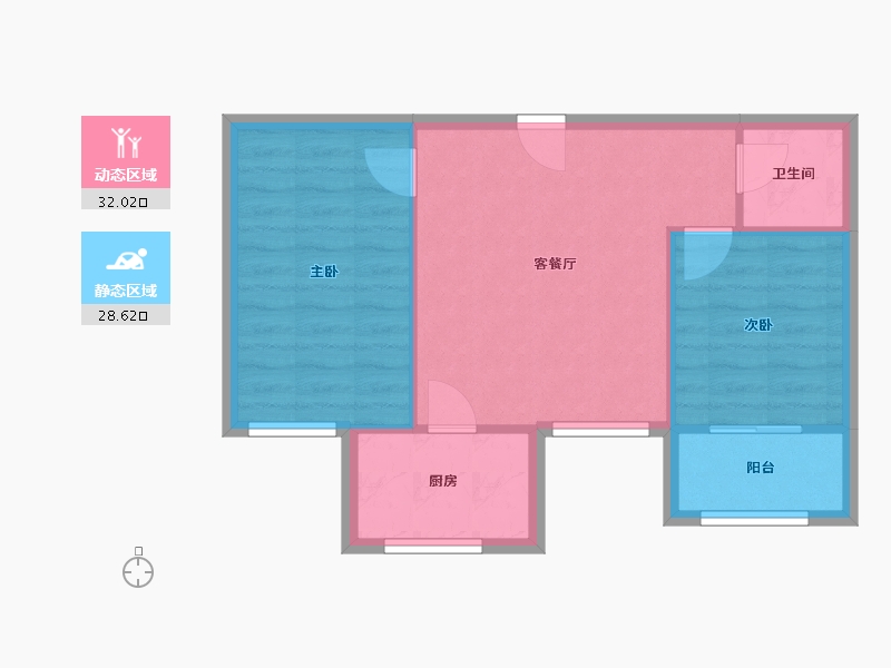 宁夏回族自治区-银川市-长城花园-54.60-户型库-动静分区