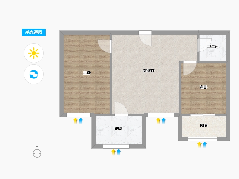 宁夏回族自治区-银川市-长城花园-54.60-户型库-采光通风