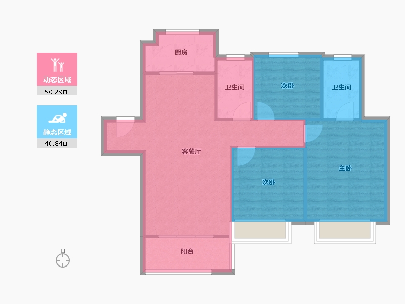 江苏省-徐州市-美的乐城-91.20-户型库-动静分区