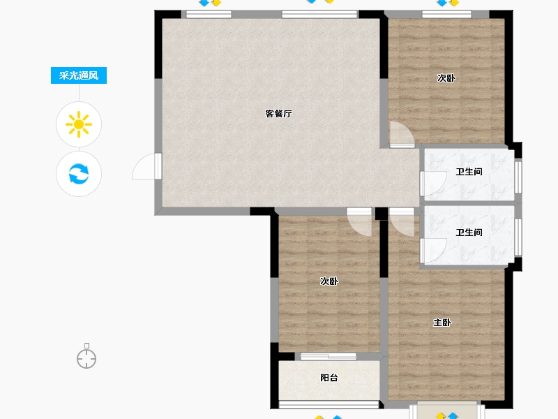 浙江省-绍兴市-合心小区(南区)-105.60-户型库-采光通风