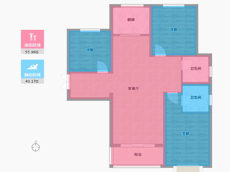 陕西省-渭南市-金域华府-93.62-户型库-动静分区