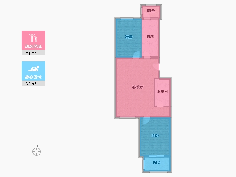 北京-北京市-龙腾苑-三区-78.05-户型库-动静分区