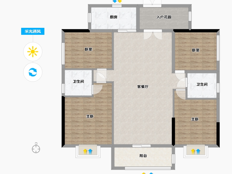 广东省-佛山市-佛山岳明湾二期-134.00-户型库-采光通风