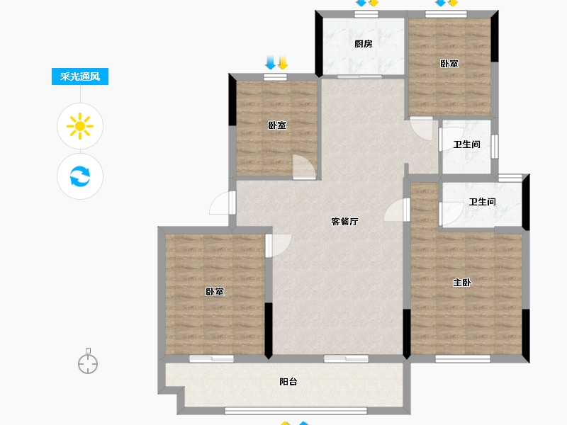 安徽省-宿州市-兰庭雅苑-116.00-户型库-采光通风