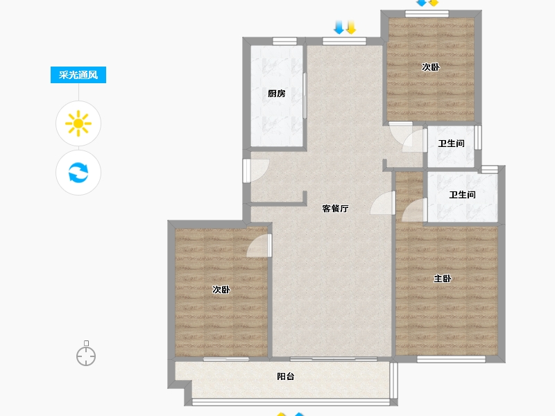 陕西省-咸阳市-崇文尚学-102.89-户型库-采光通风