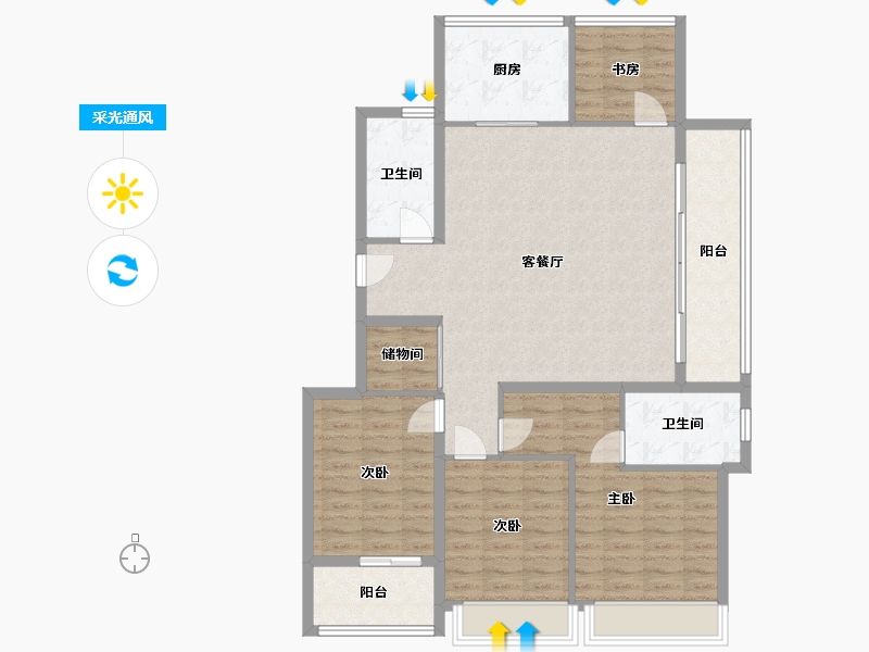 浙江省-杭州市-绿城滨江联发春来雅庭-117.60-户型库-采光通风