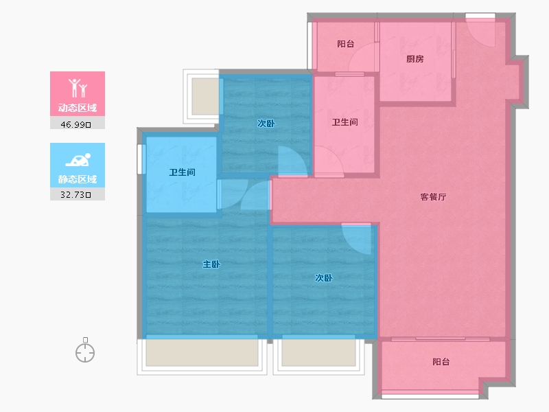 广东省-广州市-招商雍景湾-74.40-户型库-动静分区