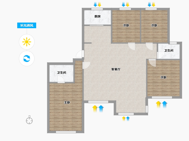 内蒙古自治区-鄂尔多斯市-万正金地铭苑-139.20-户型库-采光通风