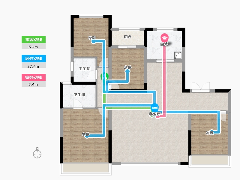 陕西省-西安市-龙湖春江天序-132.00-户型库-动静线