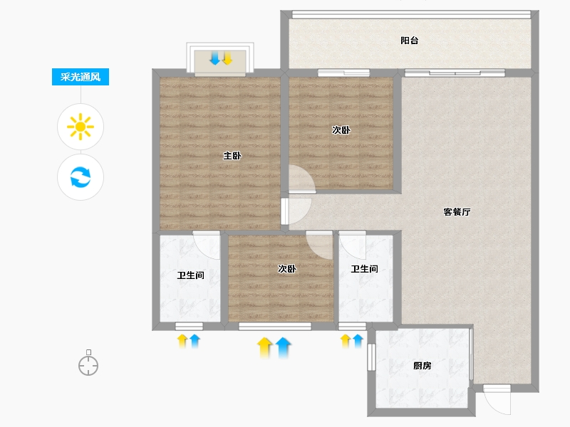 江苏省-南通市-柴湾小区-115.00-户型库-采光通风