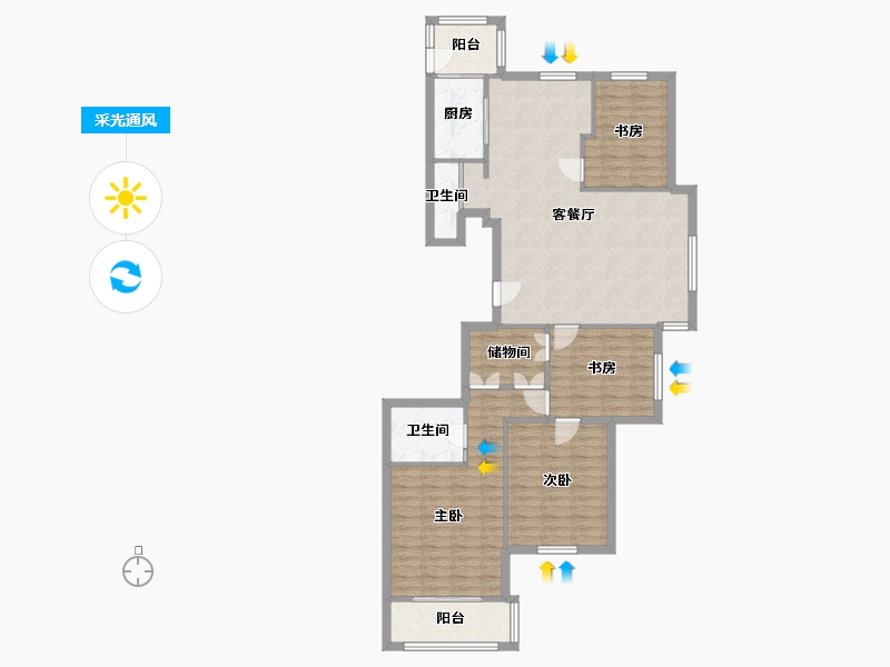 浙江省-温州市-方正大厦-120.00-户型库-采光通风