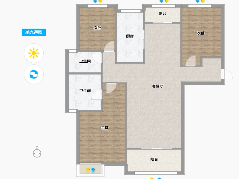 河南省-洛阳市-绿都塞纳春天-114.72-户型库-采光通风