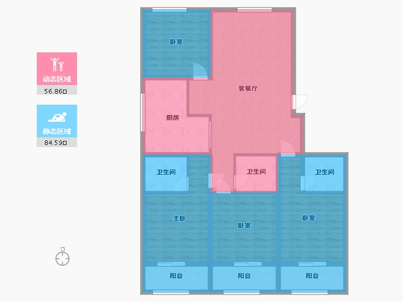 浙江省-温州市-龙川小区-144.00-户型库-动静分区