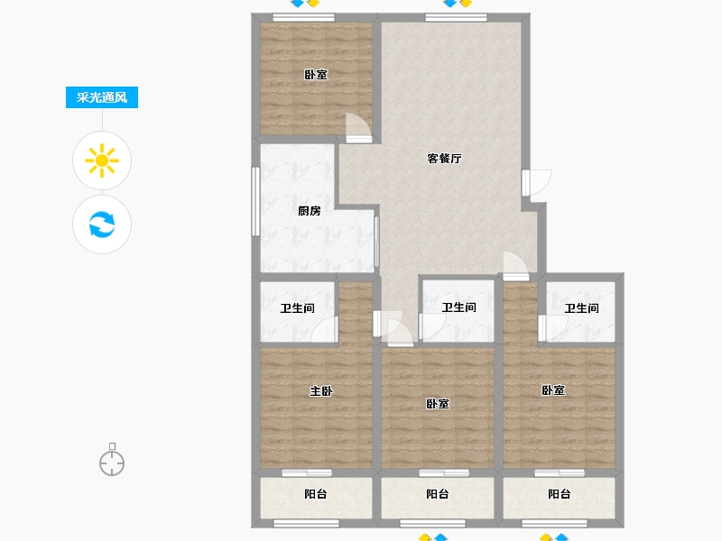 浙江省-温州市-龙川小区-144.00-户型库-采光通风