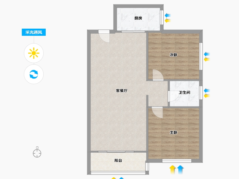 陕西省-渭南市-威力阳光-76.80-户型库-采光通风