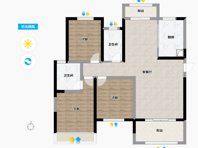 河南省-安阳市-建业壹号城邦-104.00-户型库-采光通风