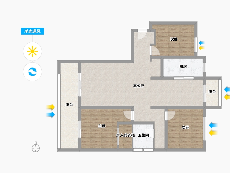 山西省-临汾市-玉秀湾-105.00-户型库-采光通风