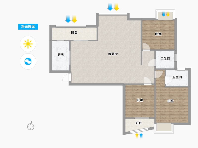 福建省-泉州市-美仙山花苑-二期-109.00-户型库-采光通风