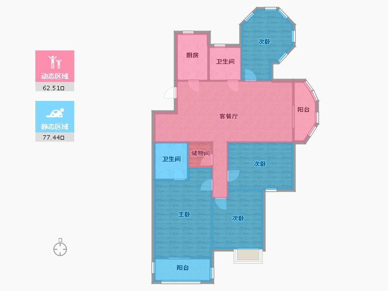 浙江省-温州市-南瓯景园-157.00-户型库-动静分区