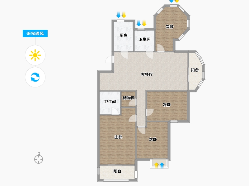 浙江省-温州市-南瓯景园-157.00-户型库-采光通风