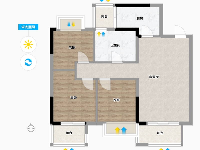 四川省-成都市-闲山悦-四区-78.60-户型库-采光通风