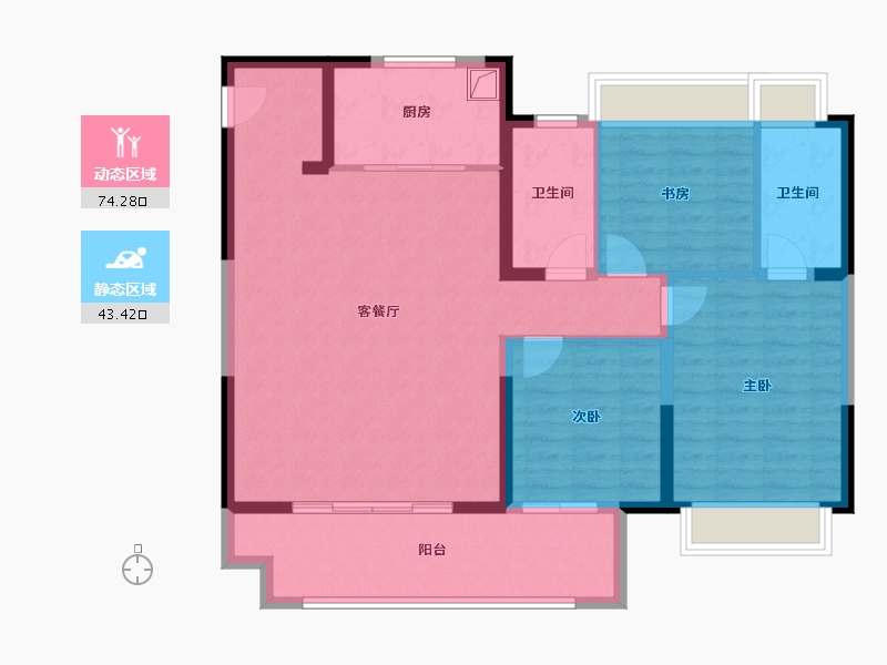 江苏省-无锡市-旭辉运河公元-106.40-户型库-动静分区