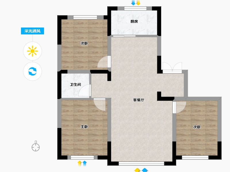 辽宁省-沈阳市-首府-88.80-户型库-采光通风