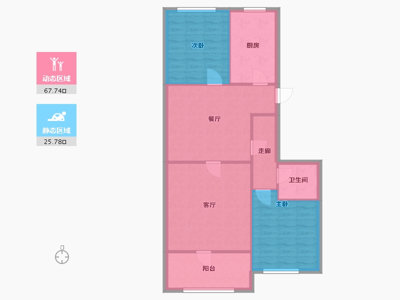 湖南省-长沙市-阳光100后海-66.05-户型库-动静分区