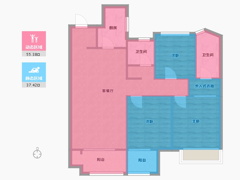 山东省-临沂市-君澜凤凰城-86.53-户型库-动静分区