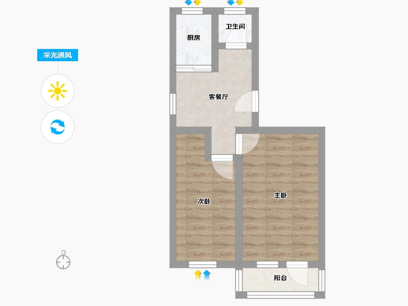 北京-北京市-展春园-44.32-户型库-采光通风