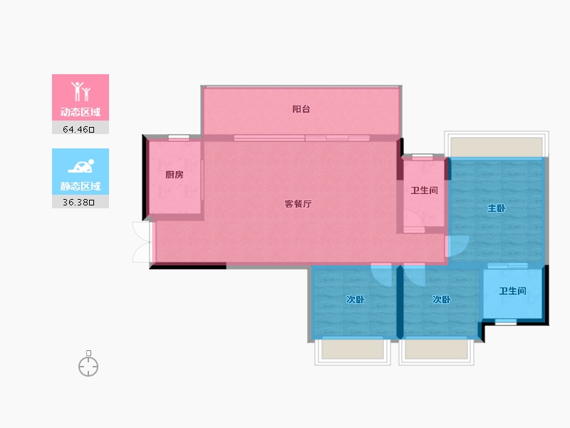 四川省-泸州市-蓝三期-93.43-户型库-动静分区