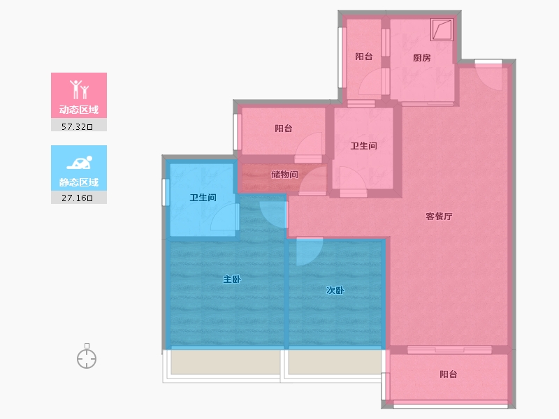 广东省-佛山市-时代廊桥-72.00-户型库-动静分区