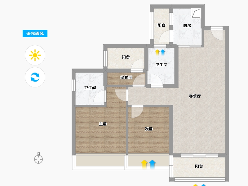 广东省-佛山市-时代廊桥-72.00-户型库-采光通风