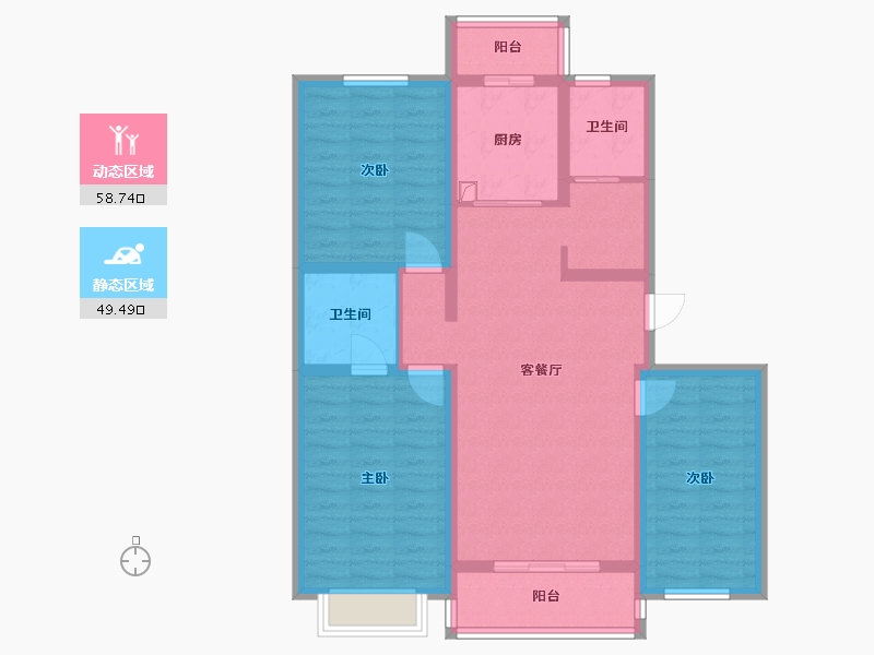 北京-北京市-龙鼎园-96.20-户型库-动静分区