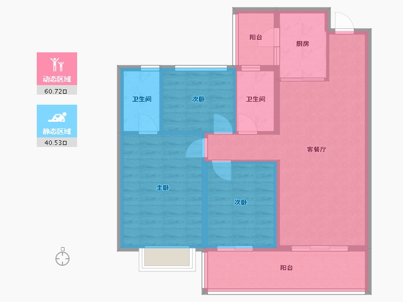 云南省-昆明市-筑友双河湾-94.40-户型库-动静分区