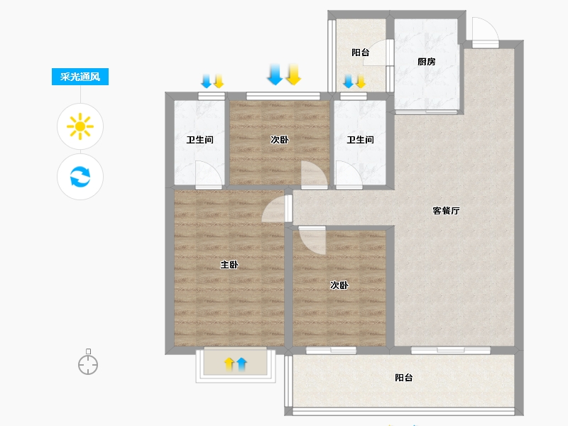 云南省-昆明市-筑友双河湾-94.40-户型库-采光通风