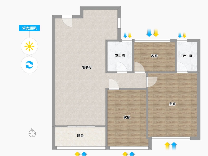 浙江省-杭州市-城中府-93.00-户型库-采光通风