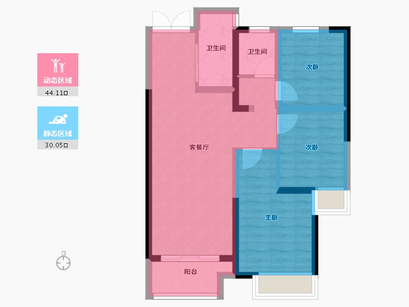 河南省-郑州市-阳光城-11号院-80.80-户型库-动静分区