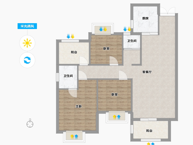 湖南省-邵阳市-乾道魏源壹号院-95.20-户型库-采光通风