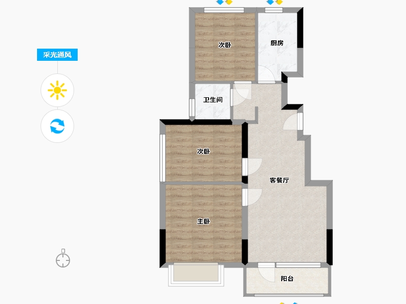 河北省-张家口市-中铁益书苑-76.00-户型库-采光通风