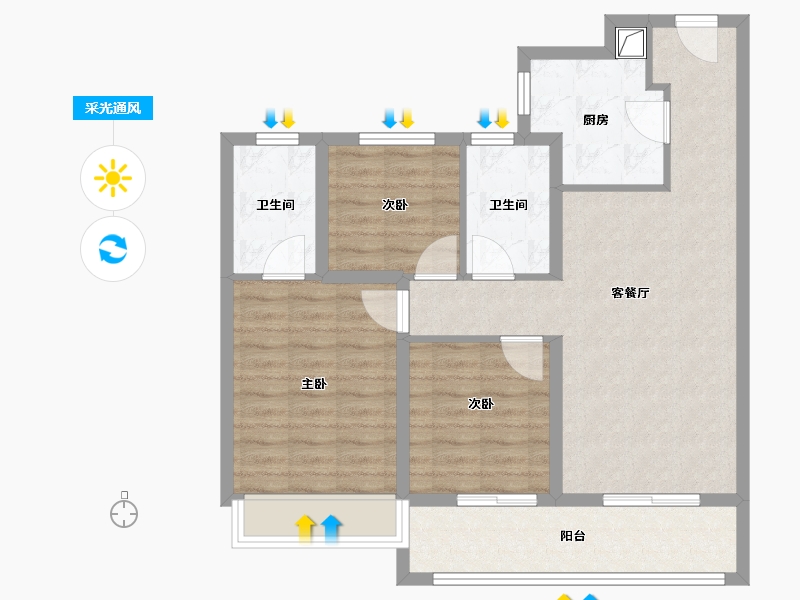 江苏省-无锡市-慧聚拾光-83.20-户型库-采光通风