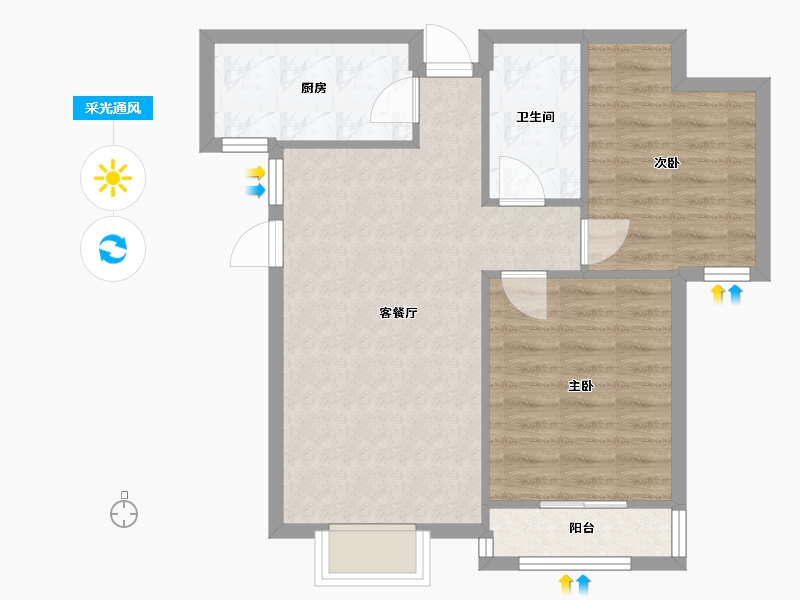 河北省-石家庄市-绿地新里城西斯莱公馆-B区-72.98-户型库-采光通风