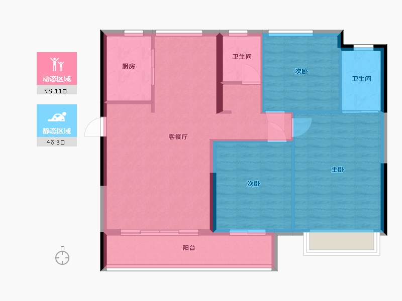 山东省-菏泽市-融旷凯兴府-104.80-户型库-动静分区