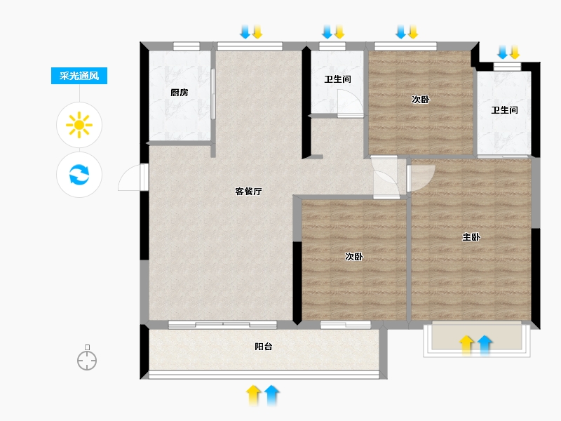 山东省-菏泽市-融旷凯兴府-104.80-户型库-采光通风