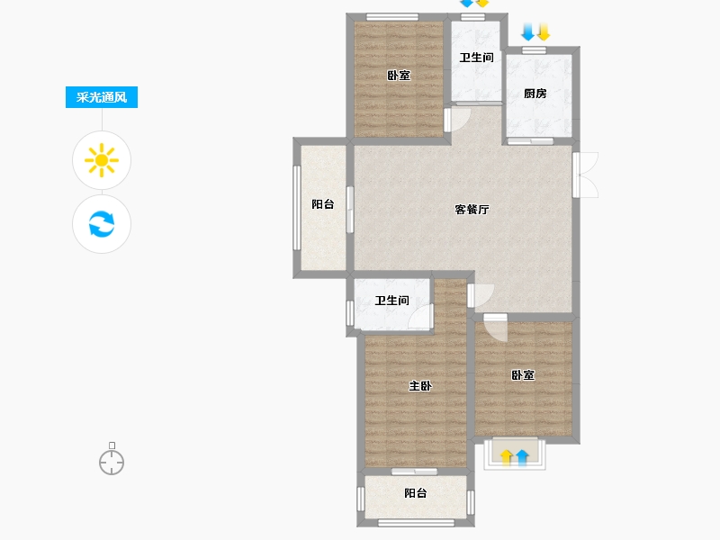 河南省-开封市-鼎立国际城-102.40-户型库-采光通风