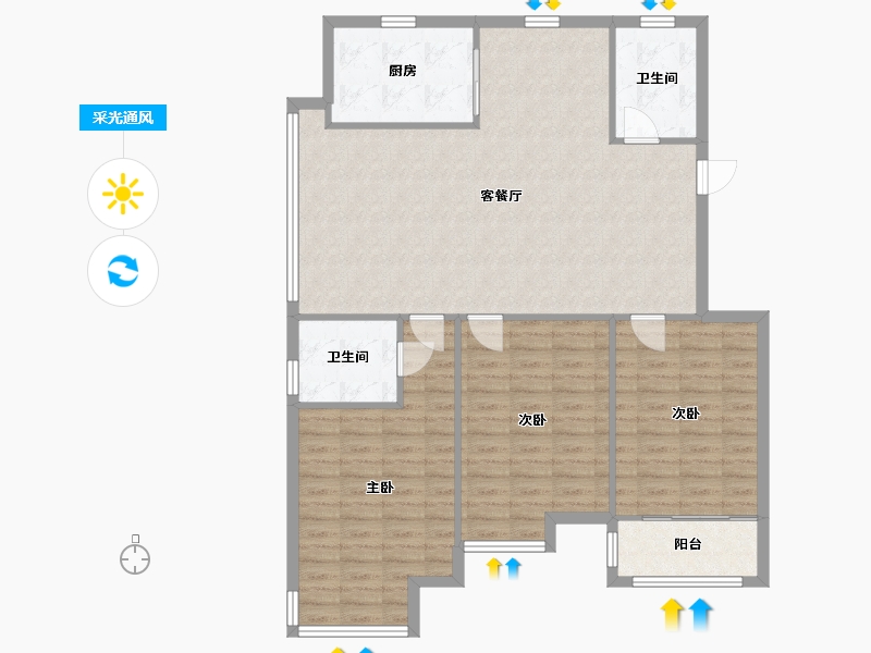 江苏省-常州市-新城长岛-103.62-户型库-采光通风