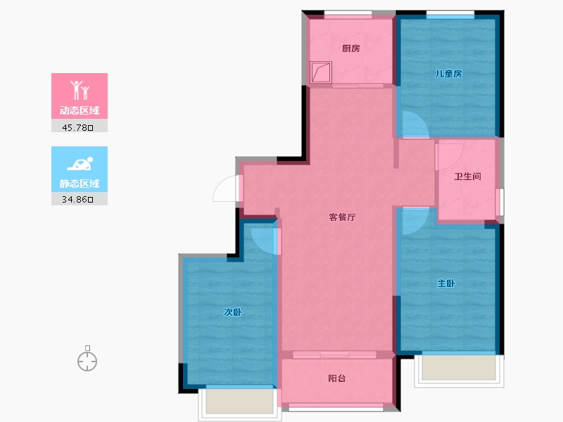 甘肃省-兰州市-瑞辰玖阙-81.90-户型库-动静分区