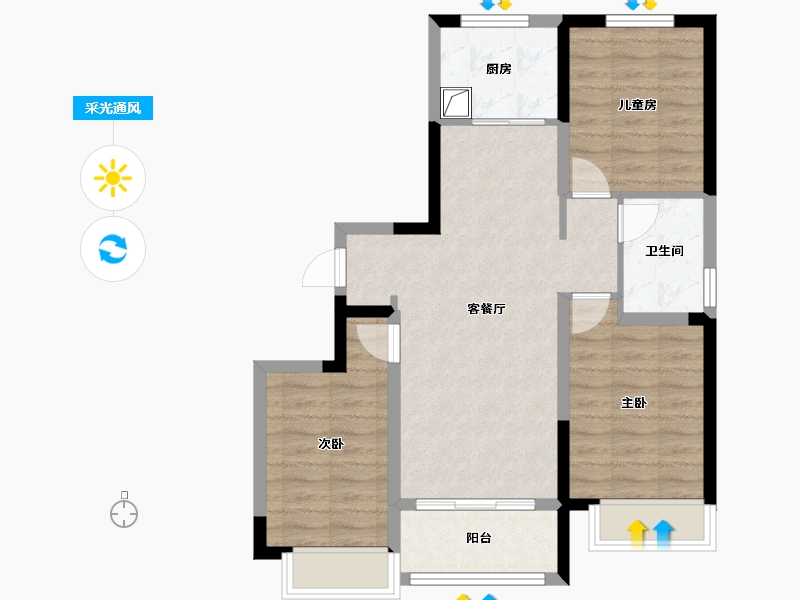 甘肃省-兰州市-瑞辰玖阙-81.90-户型库-采光通风