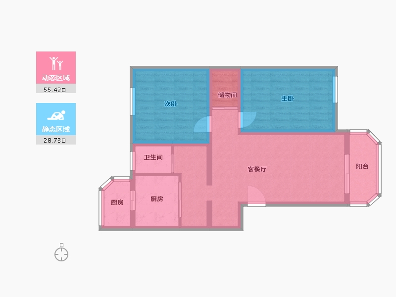 北京-北京市-武夷花园水仙园-74.40-户型库-动静分区